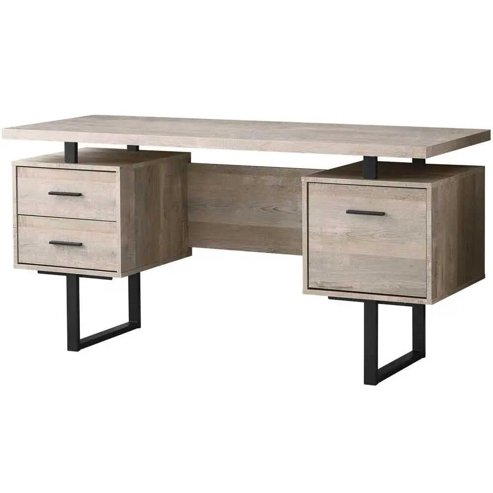 Accessoire Modulable Premium Bureau D'Ordinateur - 60"L / Bois De RéCupéRation Taupe / MéTal Noir