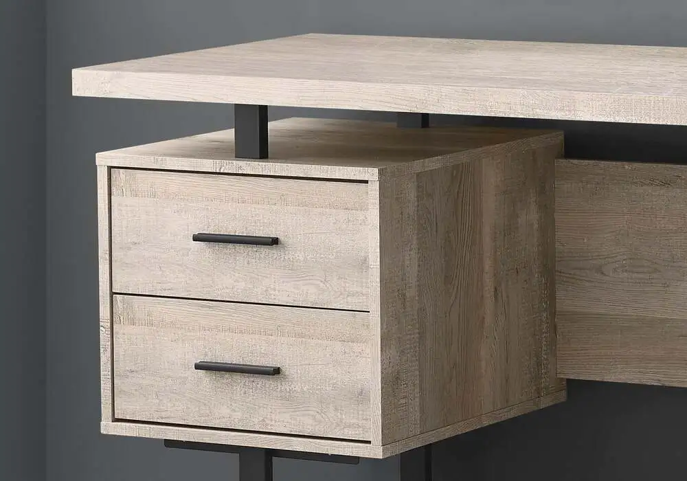 Accessoire Modulable Premium Bureau D'Ordinateur - 60"L / Bois De RéCupéRation Taupe / MéTal Noir