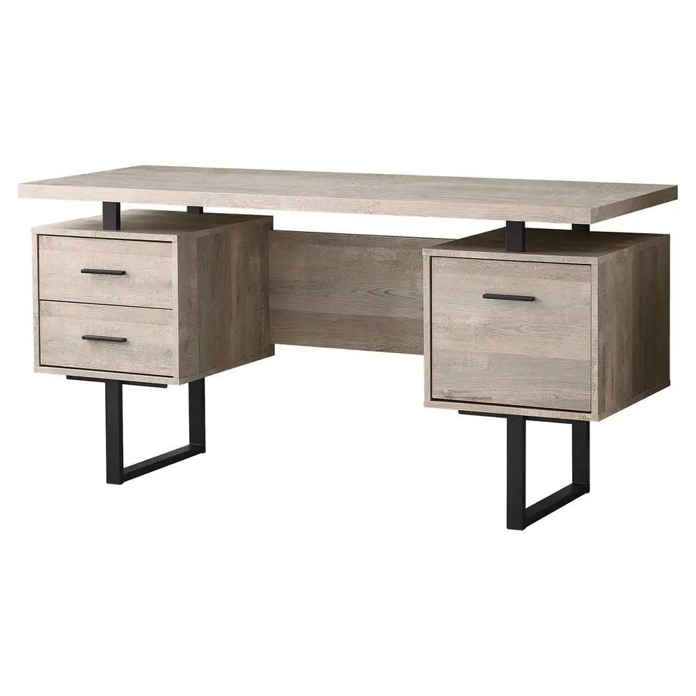 Accessoire Modulable Premium Bureau D'Ordinateur - 60"L / Bois De RéCupéRation Taupe / MéTal Noir