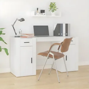 Bureau avec armoire blanc bois d'ingénierie avec revêtement anti-rayures