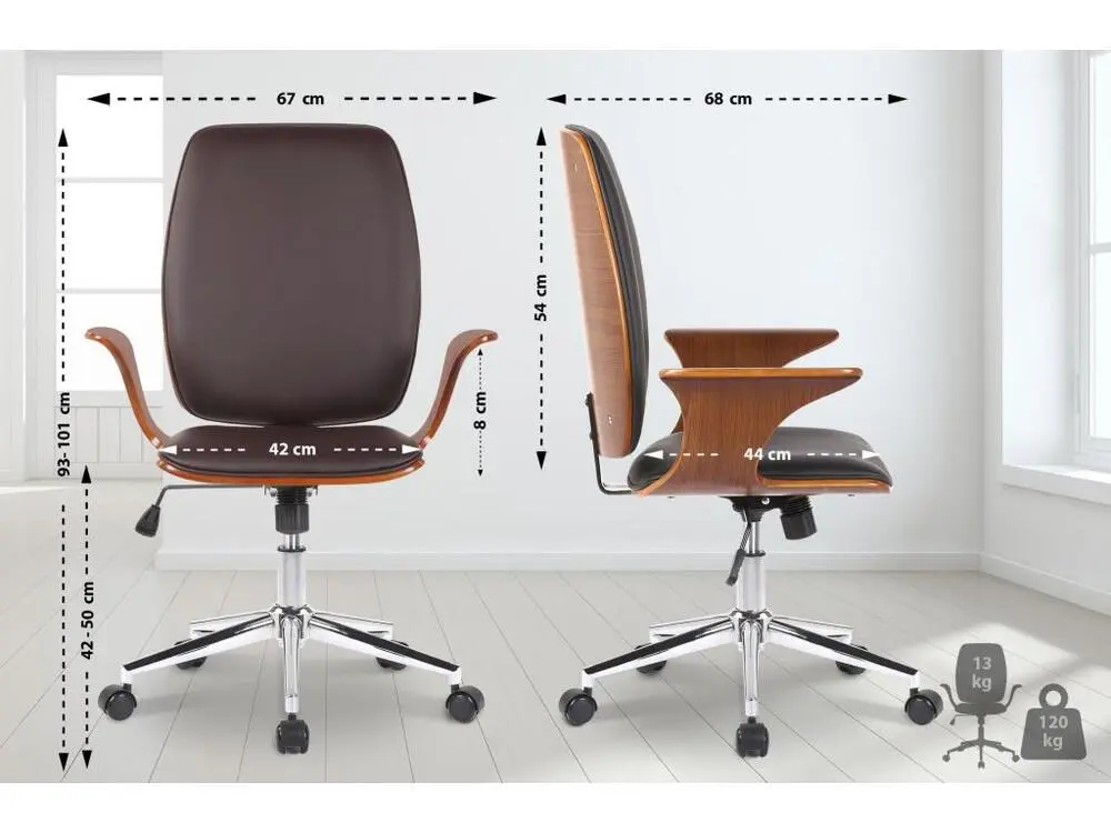 Fauteuil de bureau Burbank - Noyer - Marron93.00 - Conforme aux Normes de Sécurité