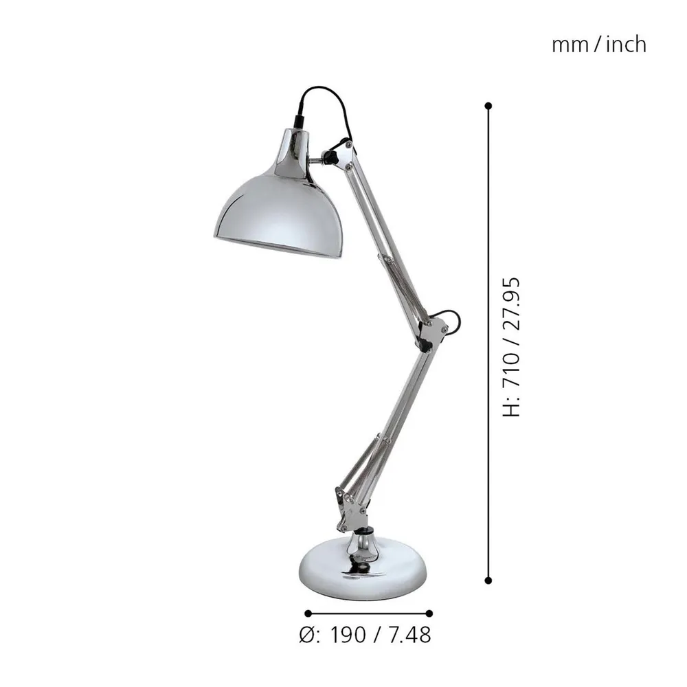 Kit d'assemblage pour Lampe de bureau métal argenté BORGILLIO E27 1X40W