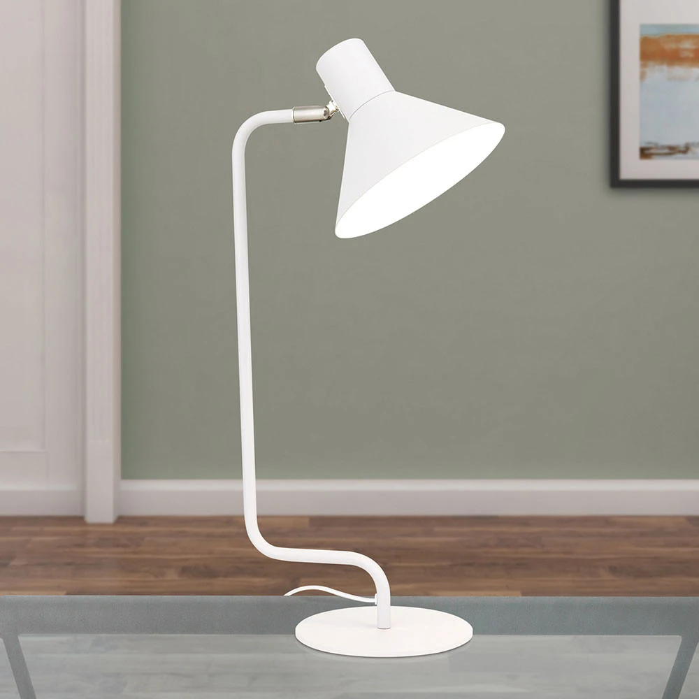 Lampe de bureau Viktoria tête réglable, blanche | Facile à installer |