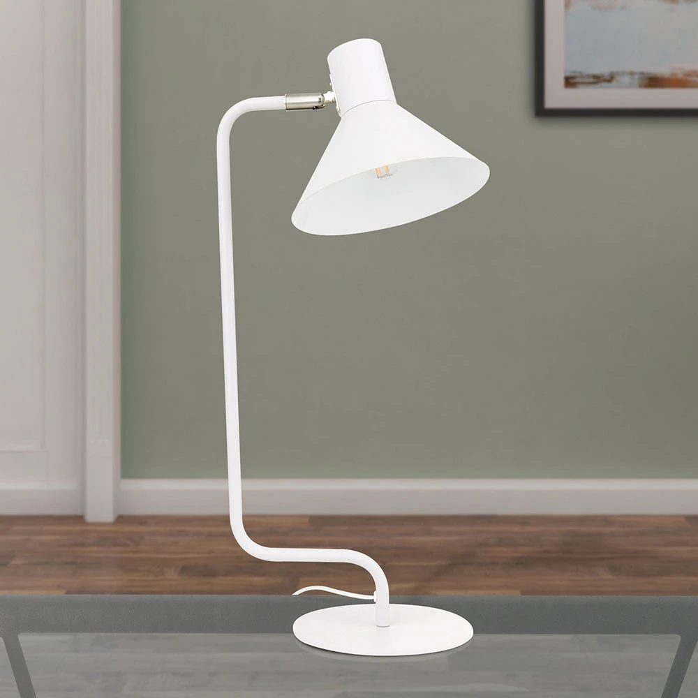 Lampe de bureau Viktoria tête réglable, blanche | Facile à installer |