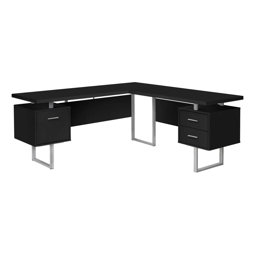 Monarch Bureau d'ordinateur - Métal noir/argent I 7619 pour poste de travail réglable