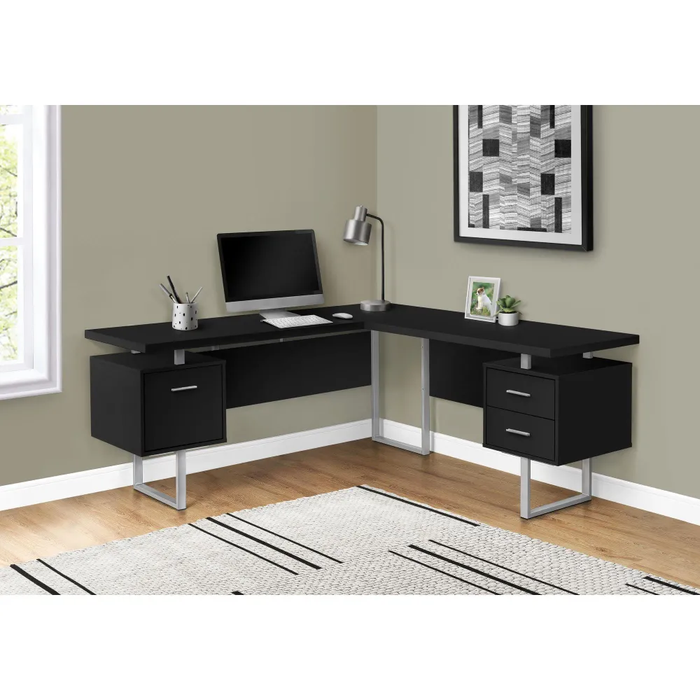 Monarch Bureau d'ordinateur - Métal noir/argent I 7619 - Conforme aux Normes de Sécurité