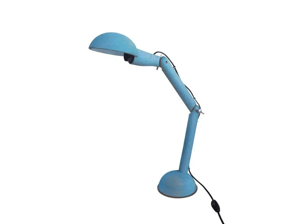 NEWTON - Lampe de bureau articulé bois bleu pour poste de travail réglable