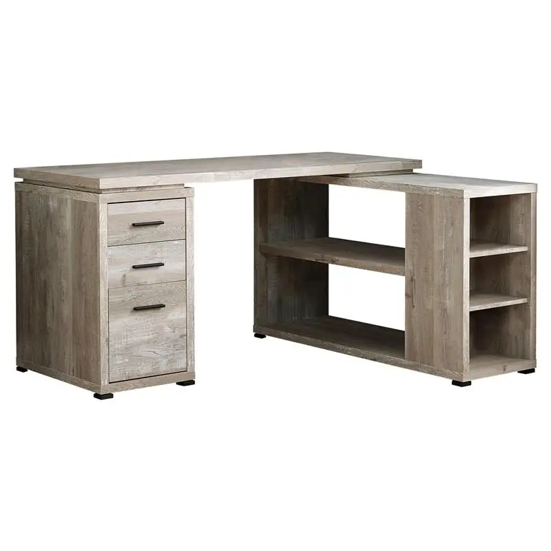 Professionnel Haute Qualité Bureau D'Ordinateur - Bois De RéCupéRation Taupe Coin G/D FaçAde