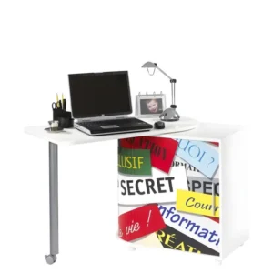 Professionnel Haute Qualité Bureau Informatique Blanc Pivotant - Coloris: Top Secret 300