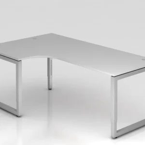 Hammerbacher table d'angle pied O carré 200x120cm 90° gris forme d'angle 90° peut être monté à gauche ou...