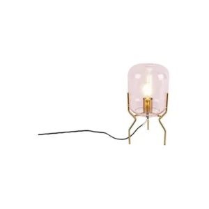 Lampe de table Art Déco laiton verre rose - Bliss