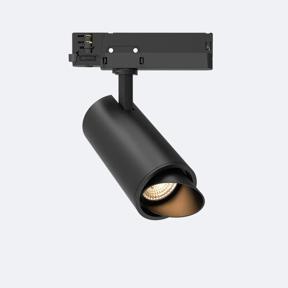 Projecteur LED cylindrique Fasano 20W dimmable noir pour rail triphasé