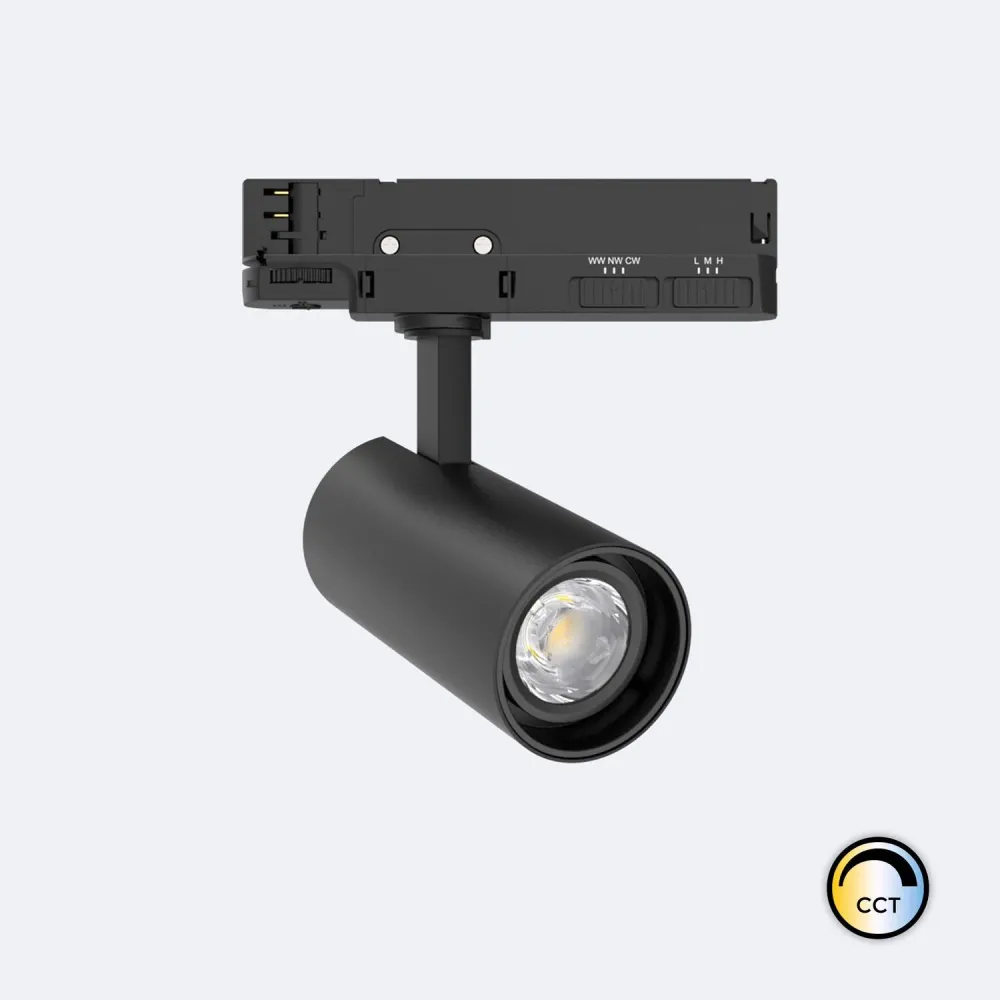 Projecteur LED dimmable CCT 20W noir pour rail triphasé Fasano
