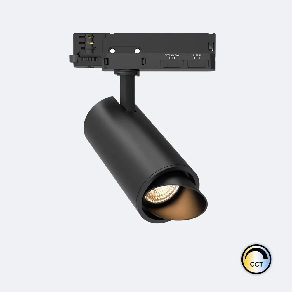 Projecteur LED Fasano 20W CCT Biseauté pour Rail Triphasé Réglable Noir