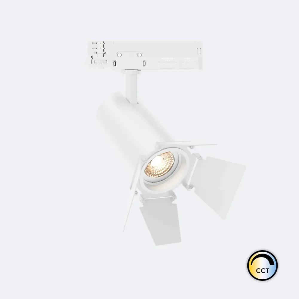 Projecteur LED Fasano Cinéma Cylindrique Biseauté 30W Rail Triphasé CCT Dimmable DALI Blanc
