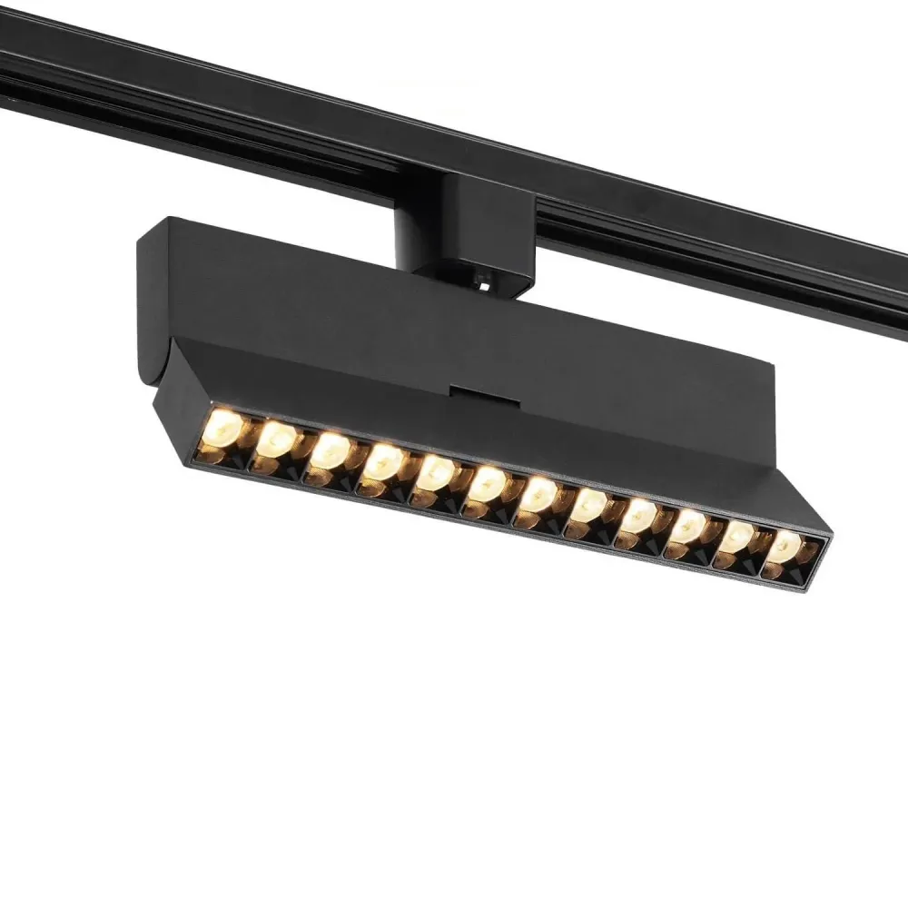 Projecteur LED linéaire rail triphasé 12W CCT réglable Optique Élégant Noir