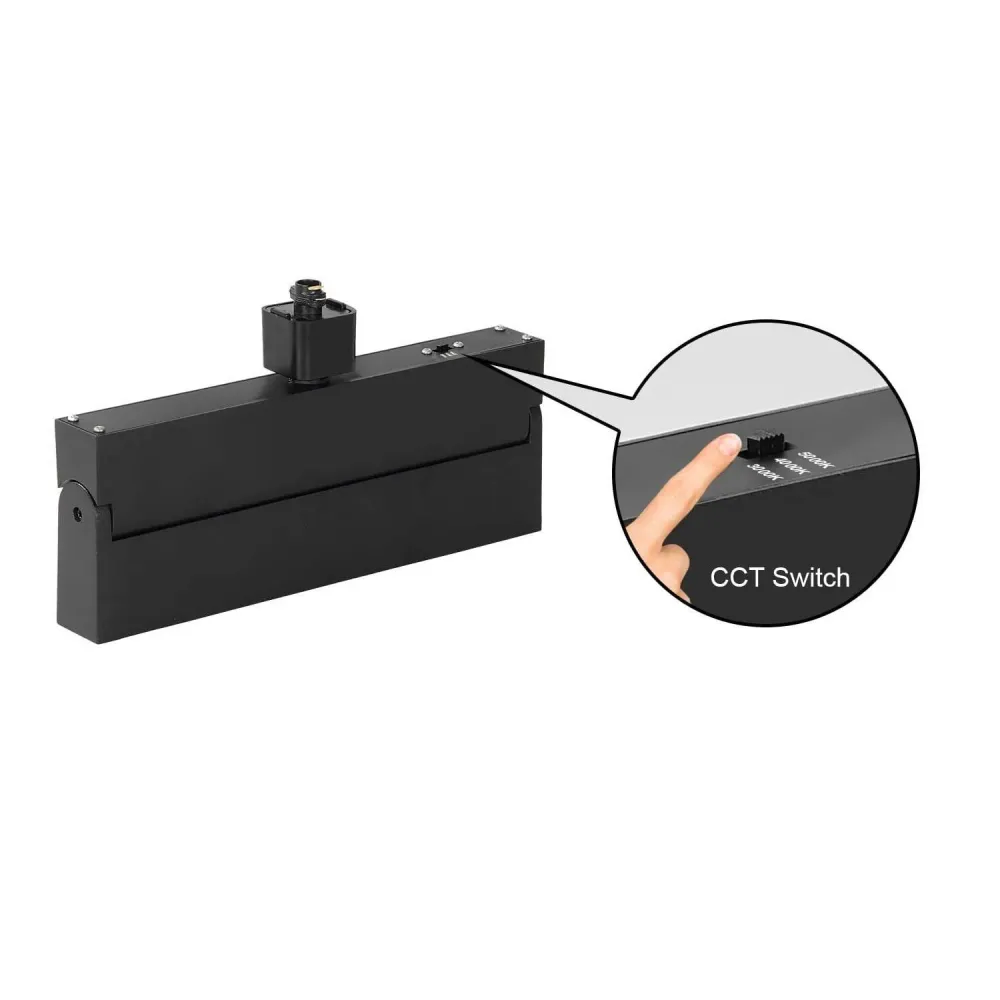 Projecteur LED linéaire rail triphasé 12W CCT réglable Optique Élégant Noir