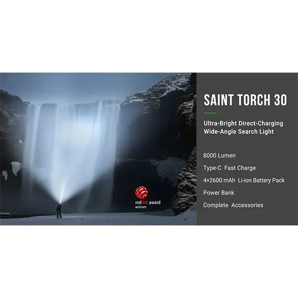 Projecteur LED SAINT TORCH 30 V2.0, 8 000 lumens (batterie incluse)