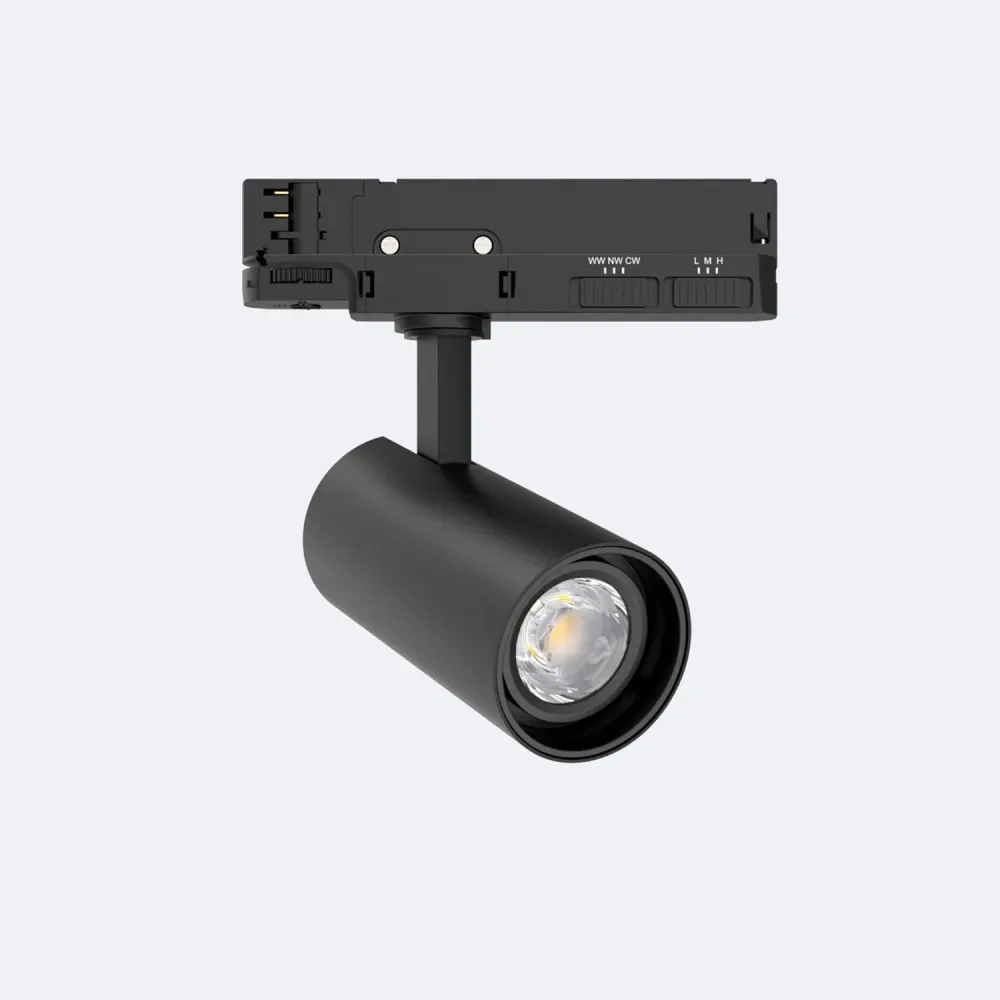 Projecteur LED sur rail triphasé 20W Fasano dimmable CCT couleur noire