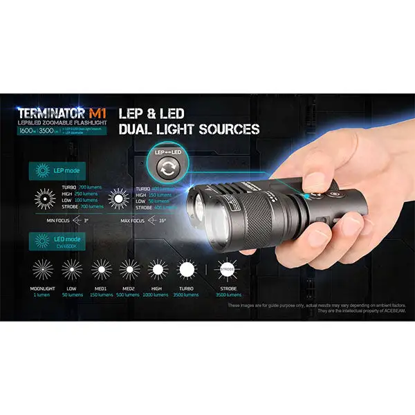 Projecteur TERMINATOR M1 JUMEAU HEAD, 3 500 lumens (batterie incluse)