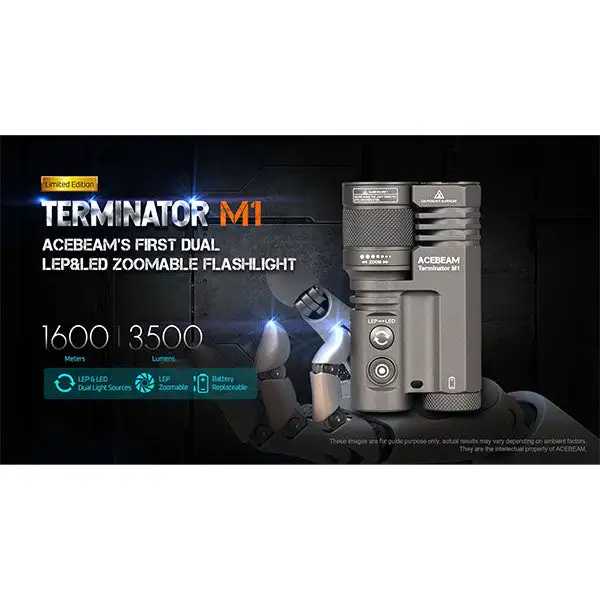 Projecteur TERMINATOR M1 JUMEAU HEAD, 3 500 lumens (batterie incluse)