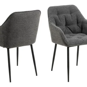 Accessoire Modulable Premium Brooke chaise de salle à manger avec accoudoirs gris.