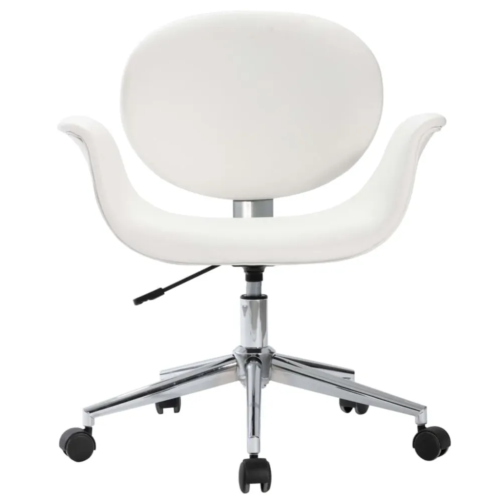 Accessoire Modulable Premium Chaise fauteuil siège pivotante de bureau informatique étude similicuir blanc 02_0024086