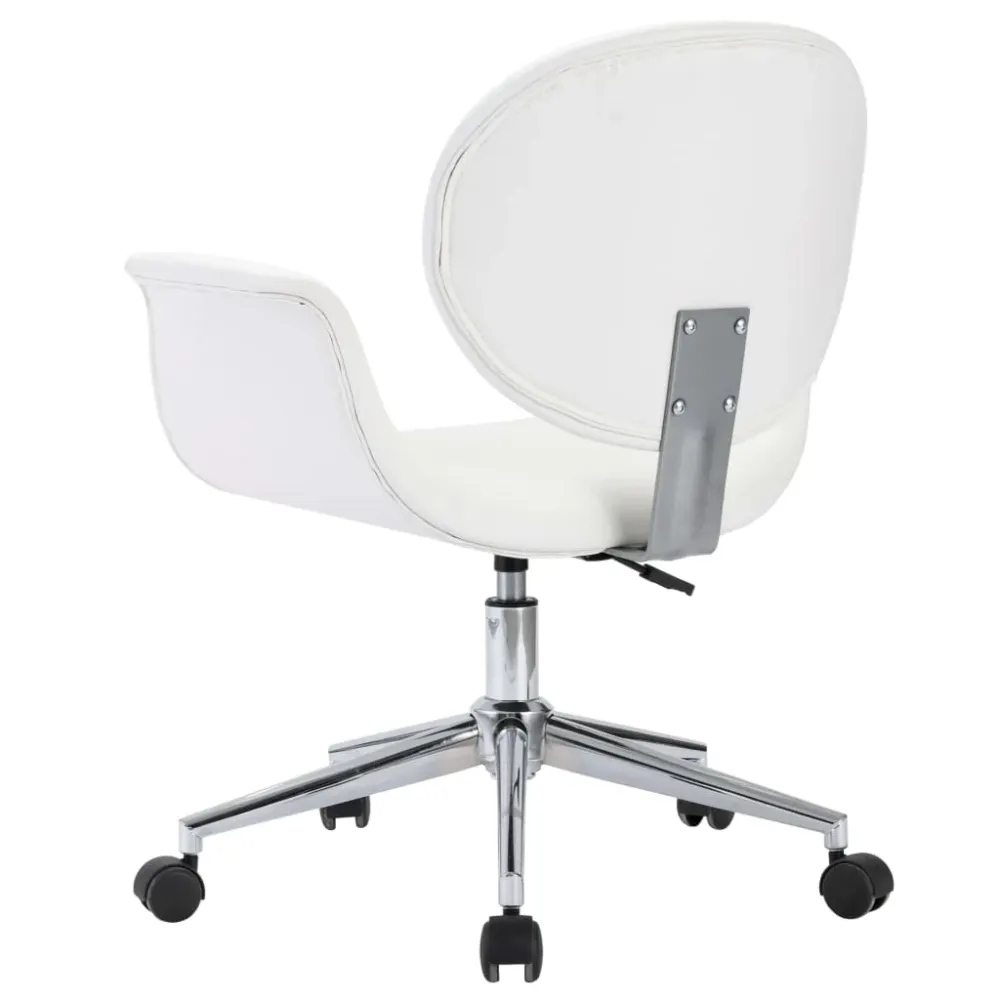 Accessoire Modulable Premium Chaise fauteuil siège pivotante de bureau informatique étude similicuir blanc 02_0024086