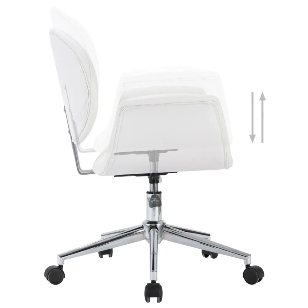 Accessoire Modulable Premium Chaise fauteuil siège pivotante de bureau informatique étude similicuir blanc 02_0024086