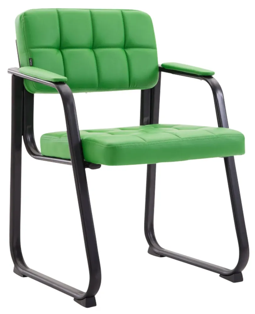 Accessoire Modulable Premium Lot de 2 chaises de bureau visiteur avec accoudoirs assise en VINYLE vert cadre métal noir 10...