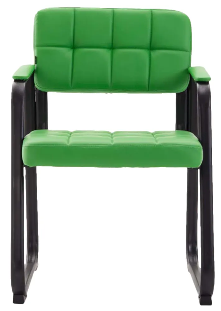 Accessoire Modulable Premium Lot de 2 chaises de bureau visiteur avec accoudoirs assise en VINYLE vert cadre métal noir 10...