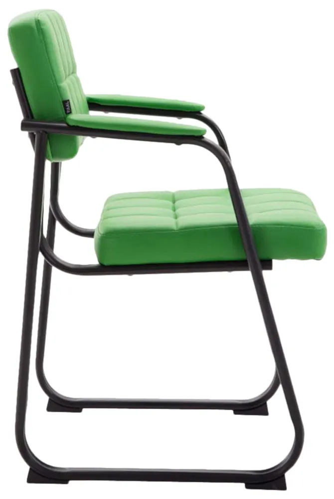 Accessoire Modulable Premium Lot de 2 chaises de bureau visiteur avec accoudoirs assise en VINYLE vert cadre métal noir 10...