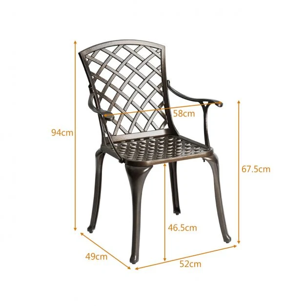 Accessoire Modulable Premium Lot de 2 chaises de salle à manger polyvalentes en fonte d'aluminium dossier/assise ajourés a...