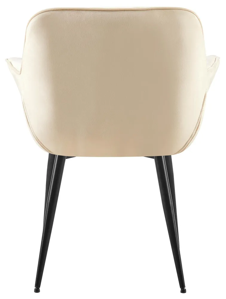 Chaise avec accoudoirs en velours matelassé crème structure métallique noir confort sélect 10_0007388 avec compartiments i...