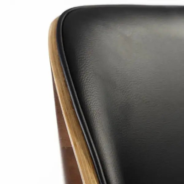 Chaise de Bureau à Accoudoirs en Bois Brun et Polyuréthane Noir - Conforme aux Normes de Sécurité