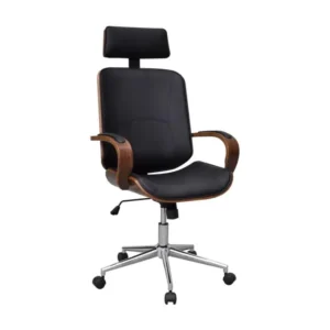 Chaise de bureau avec appuie-tête Bois cintré Similicuir compatible avec la plupart des bureaux