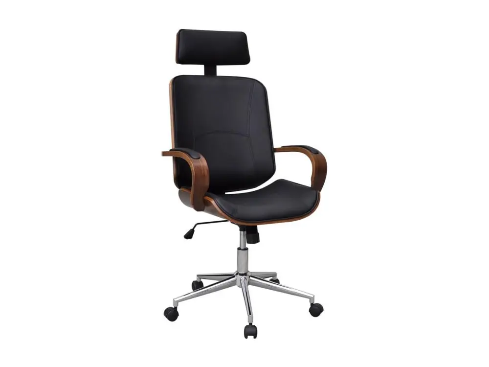 Chaise de bureau avec appuie-tête Bois cintré Similicuir compatible avec la plupart des bureaux