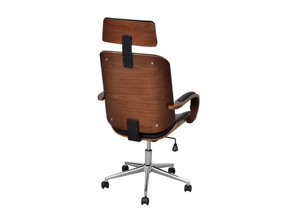 Chaise de bureau avec appuie-tête Bois cintré Similicuir compatible avec la plupart des bureaux