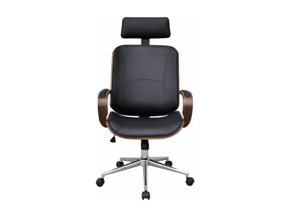 Chaise de bureau avec appuie-tête Bois cintré Similicuir compatible avec la plupart des bureaux