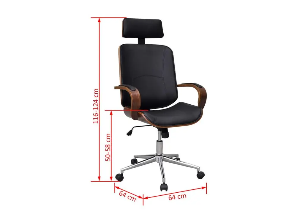 Chaise de bureau avec appuie-tête Bois cintré Similicuir compatible avec la plupart des bureaux