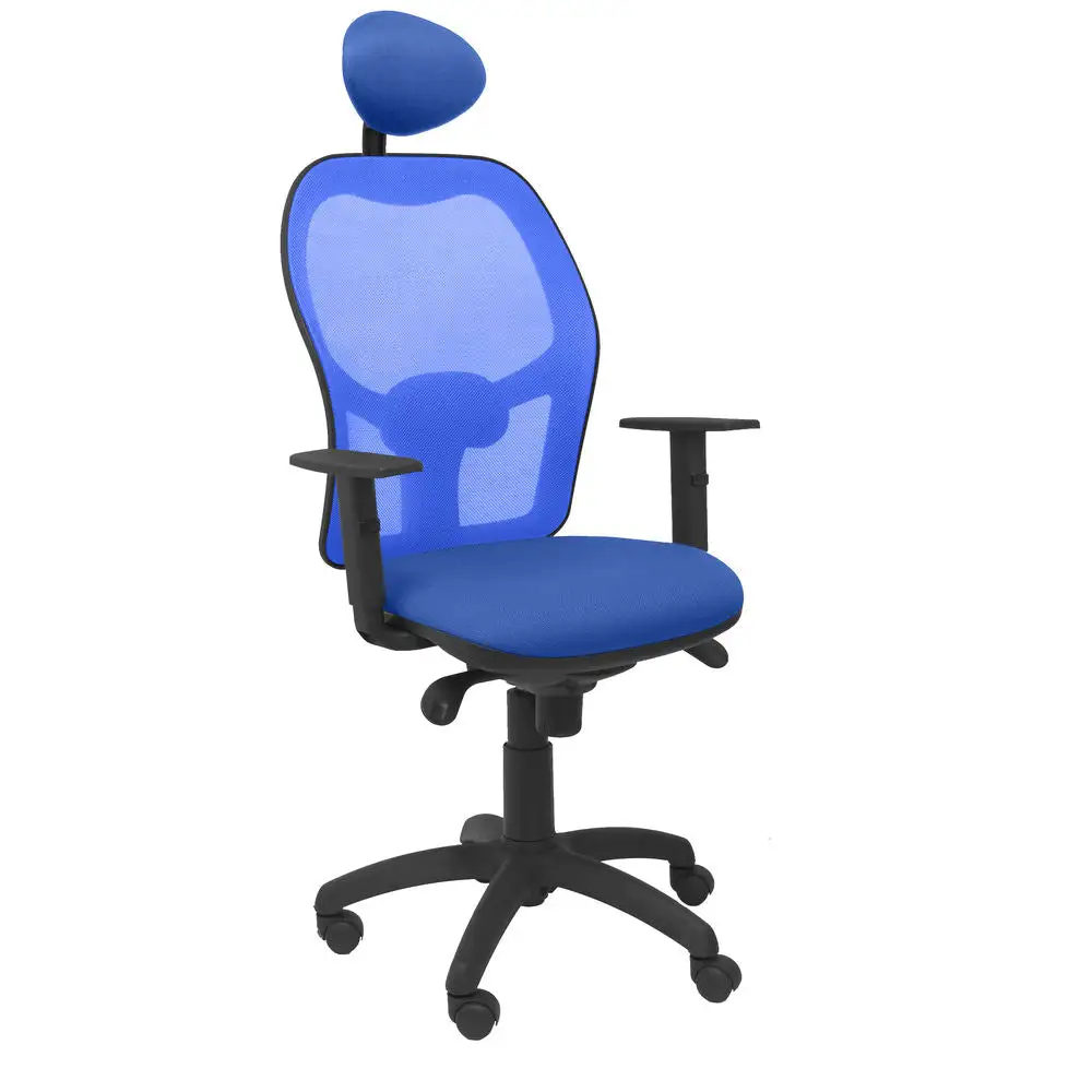 Chaise de Bureau avec Appui-tête Jorquera P&C ALI229C Bleu avec 4 patins en caoutchouc