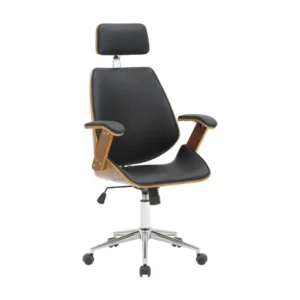 Chaise de bureau - Bois & Métal chromé - Noyer / Noir - Chicago en tissu respirant