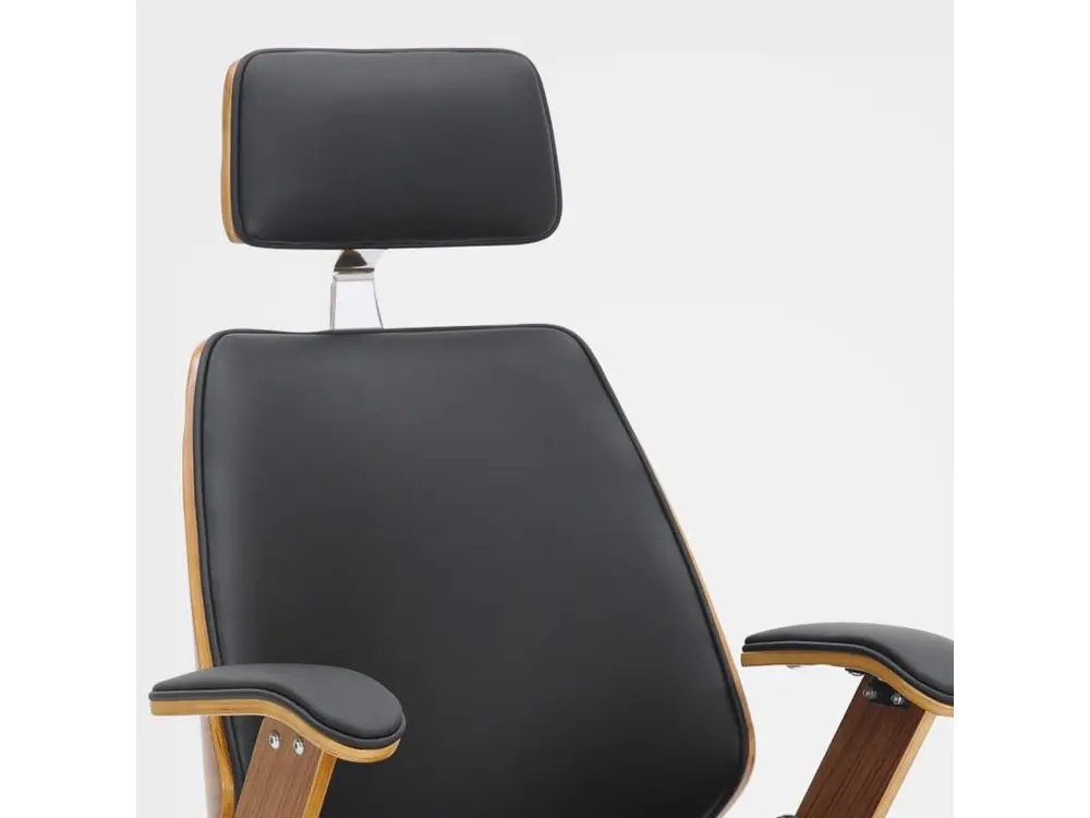 Chaise de bureau - Bois & Métal chromé - Noyer / Noir - Chicago en tissu respirant