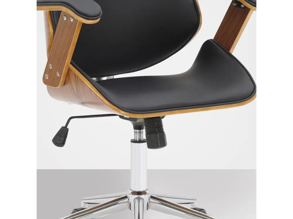 Chaise de bureau - Bois & Métal chromé - Noyer / Noir - Chicago en tissu respirant