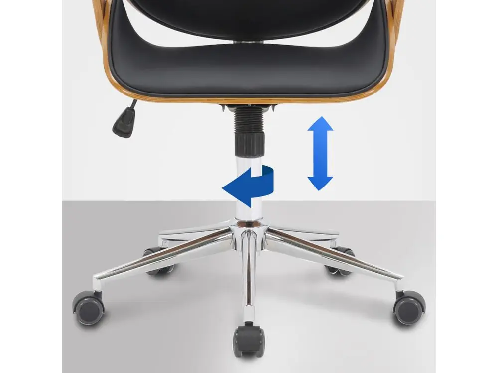 Chaise de bureau - Bois & Métal chromé - Noyer / Noir - Chicago en tissu respirant