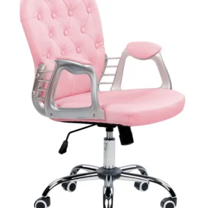 Chaise de bureau Cuir PU Rose PRINCESS pour poste de travail réglable