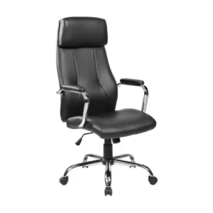 Chaise de bureau Dariatt, Fauteuil présidentiel avec accoudoirs, Chaise de bureau ergonomique, 66x62h121/131 cm, Noir - Co...