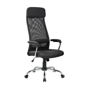 Chaise de bureau Dartic, Fauteuil présidentiel avec accoudoirs, Chaise de bureau ergonomique, 65x65h126/136 cm, Noir avec...