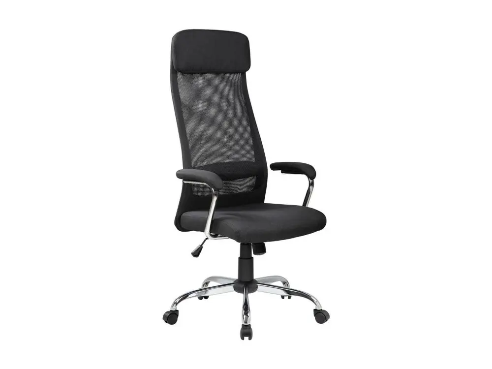 Chaise de bureau Dartic, Fauteuil présidentiel avec accoudoirs, Chaise de bureau ergonomique, 65x65h126/136 cm, Noir avec...