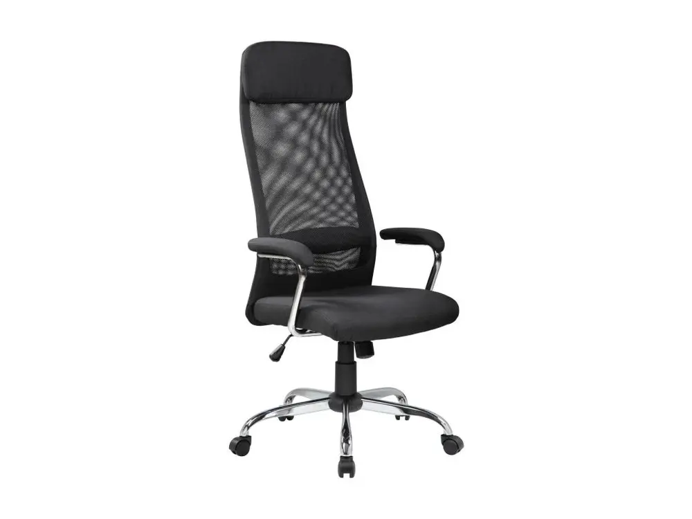 Chaise de bureau Dartic, Fauteuil présidentiel avec accoudoirs, Chaise de bureau ergonomique, 65x65h126/136 cm, Noir avec...